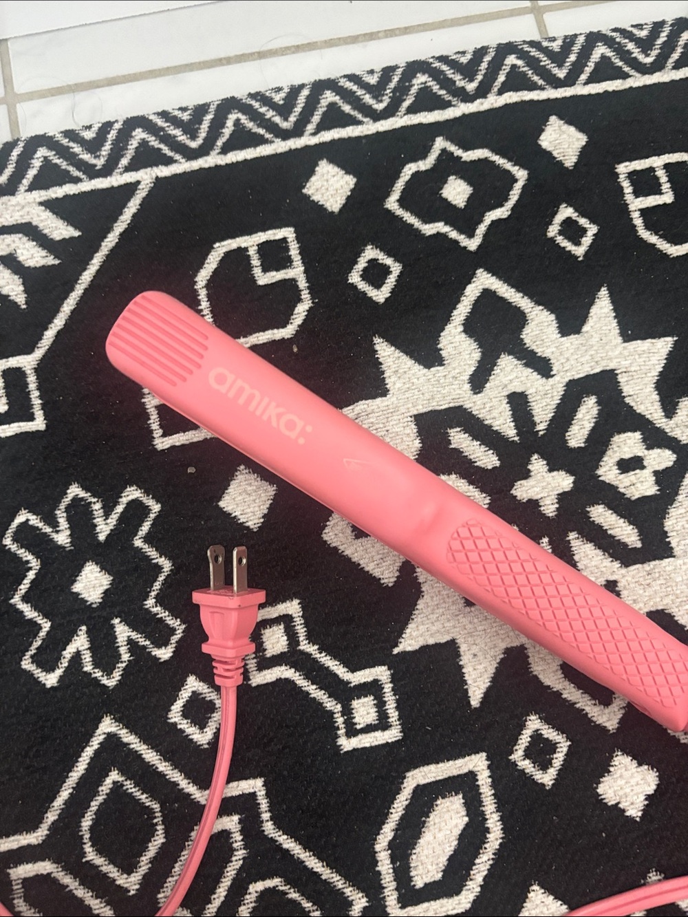 amika Coral Pink Hair Straightener with Plug-In Cord